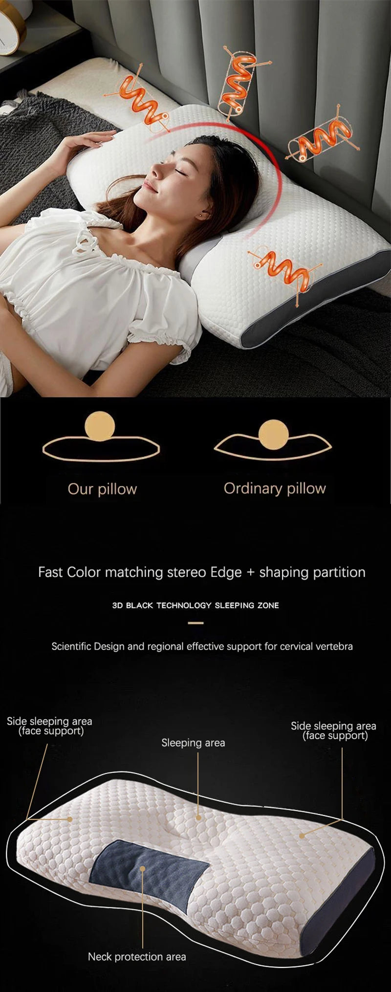 Neck Pillow Help Sleep And Protect The Neck Cervical Orthopedic Household Soybean Fiber SPA Massage Pillow For Sleeping New